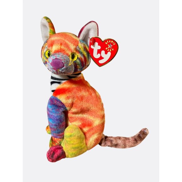 Ty Other - Ty Beanie Baby Kaleidoscope Tie-Dye Plush Cat Stuffed Animal 2000 Collectible 8